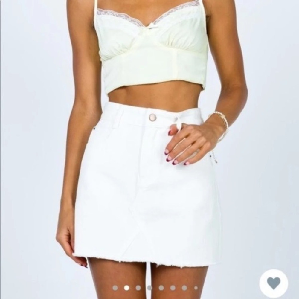 Princess Polly Hallie denim white skirt